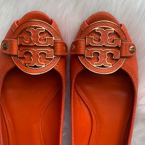 Beautiful Tory Burch open toe Wedge Orange  Size 8.5